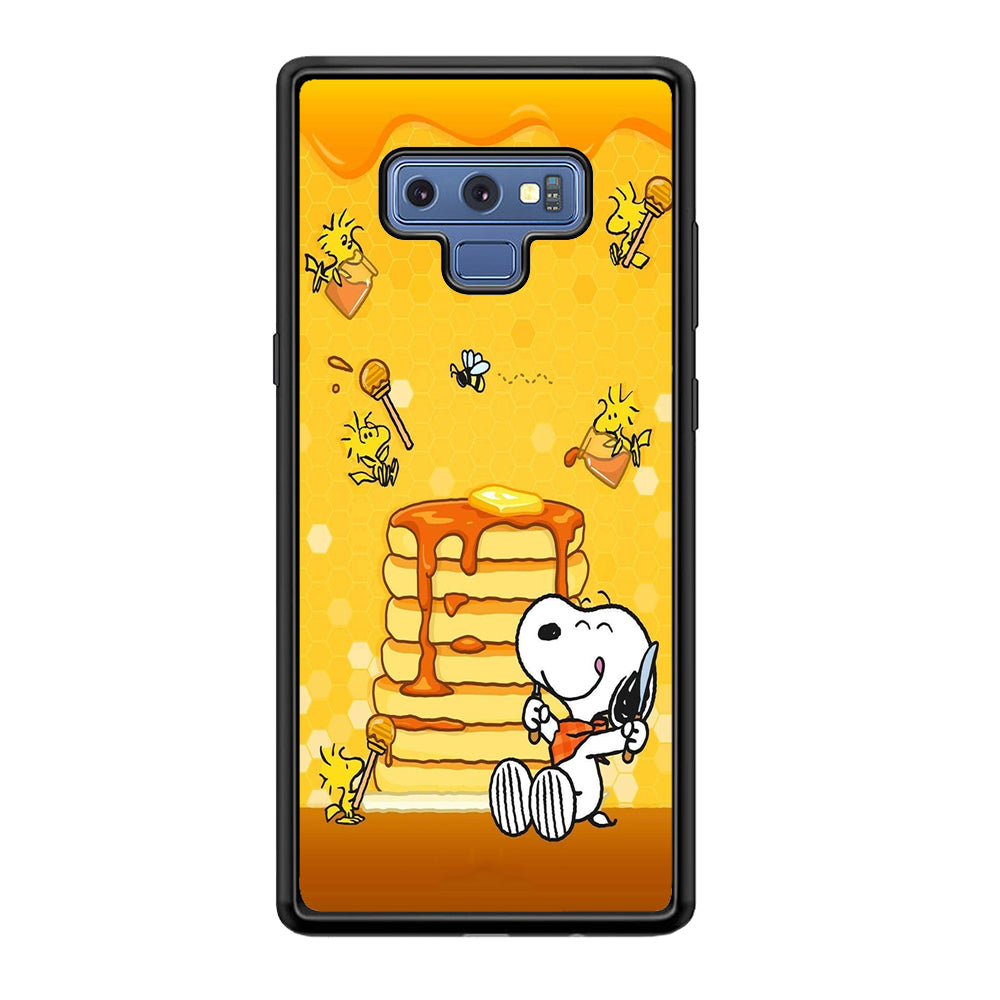 Snoopy Eats Honey Samsung Galaxy Note 9 Case-Phone Case-Rubber Black (2D Case)-Altracase