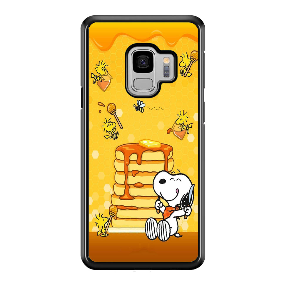Snoopy Eats Honey Samsung Galaxy S9 Case-Phone Case-Rubber Black (2D Case)-Altracase