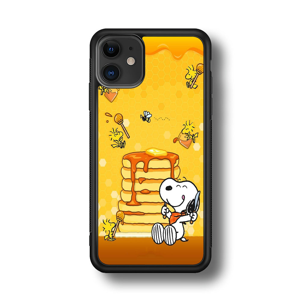 Snoopy Eats Honey iPhone 11 Case-Phone Case-Rubber Black (2D Case)-Altracase