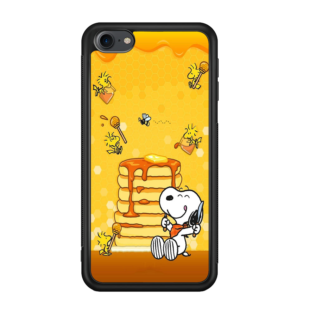 Snoopy Eats Honey iPod Touch 6 Case-Phone Case-Rubber White (2D Case)-Altracase