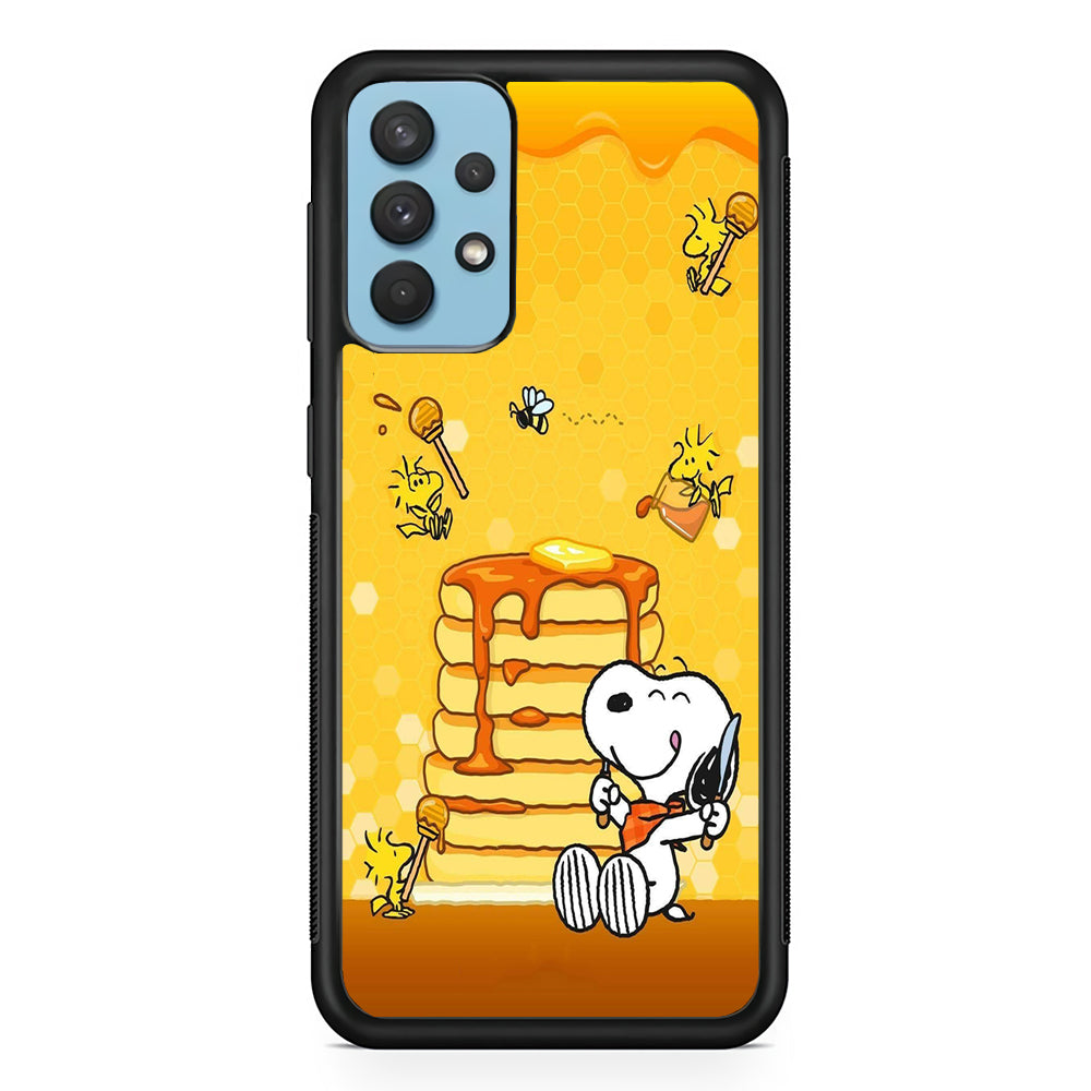 Snoopy Eats Honey Samsung Galaxy A32 Case-Phone Case-Rubber Black (2D Case)-Altracase