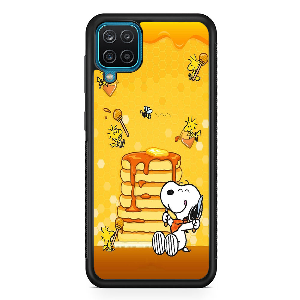 Snoopy Eats Honey Samsung Galaxy A12 Case-Phone Case-Rubber Black (2D Case)-Altracase