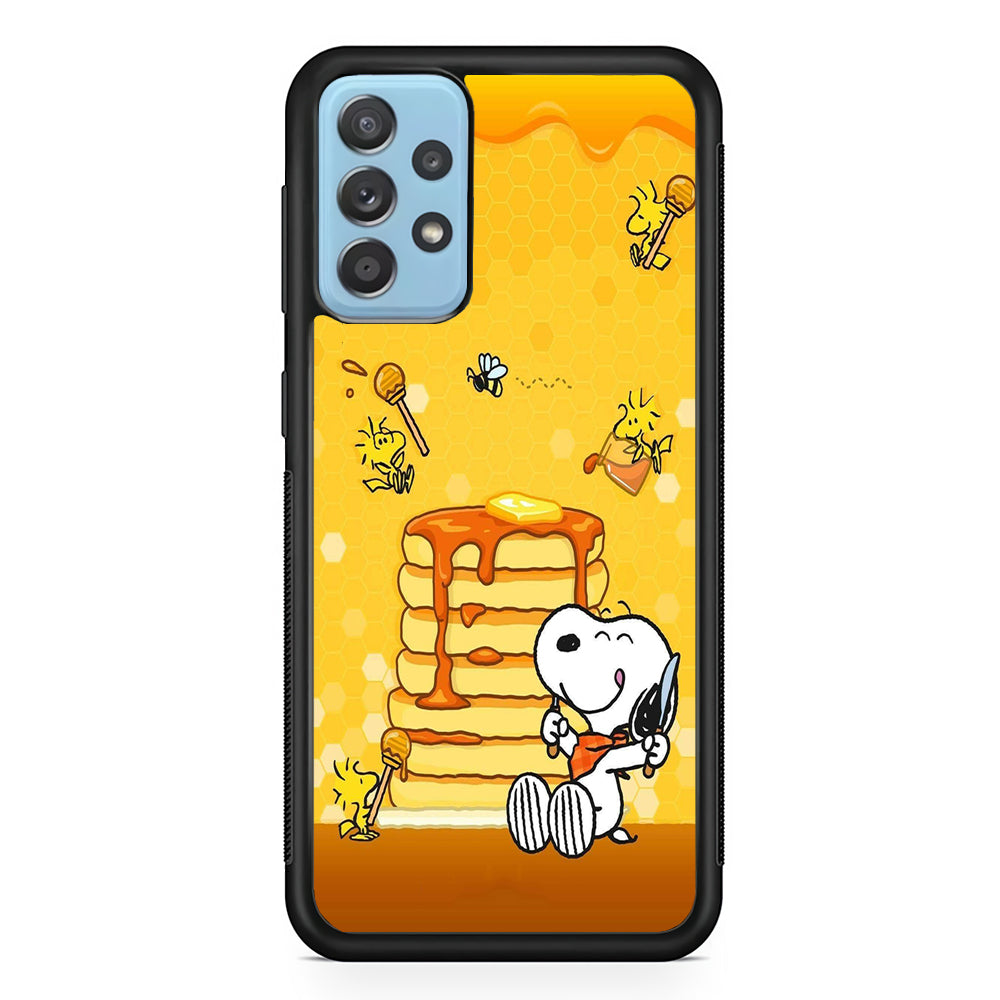 Snoopy Eats Honey Samsung Galaxy A52 Case-Phone Case-Rubber Black (2D Case)-Altracase