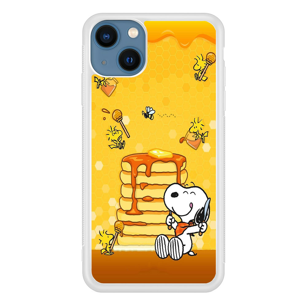 Snoopy Eats Honey iPhone 13 Mini Case-Phone Case-Rubber White (2D Case)-Altracase