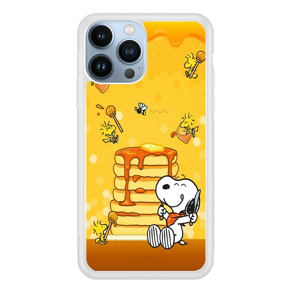 Snoopy Eats Honey iPhone 15 Pro Max Case-Phone Case-Rubber White (2D Case)-Altracase