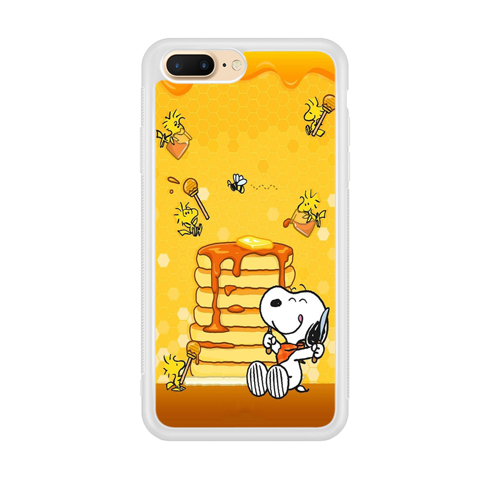 Snoopy Eats Honey iPhone 8 Plus Case-Phone Case-Rubber White (2D Case)-Altracase
