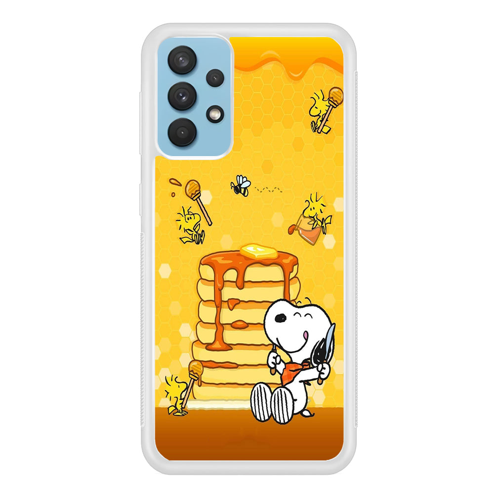 Snoopy Eats Honey Samsung Galaxy A32 Case-Phone Case-Rubber White (2D Case)-Altracase