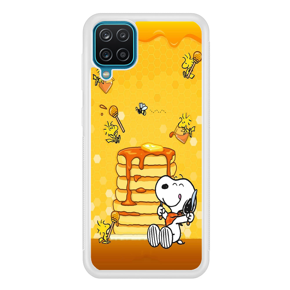 Snoopy Eats Honey Samsung Galaxy A12 Case-Phone Case-Rubber White (2D Case)-Altracase