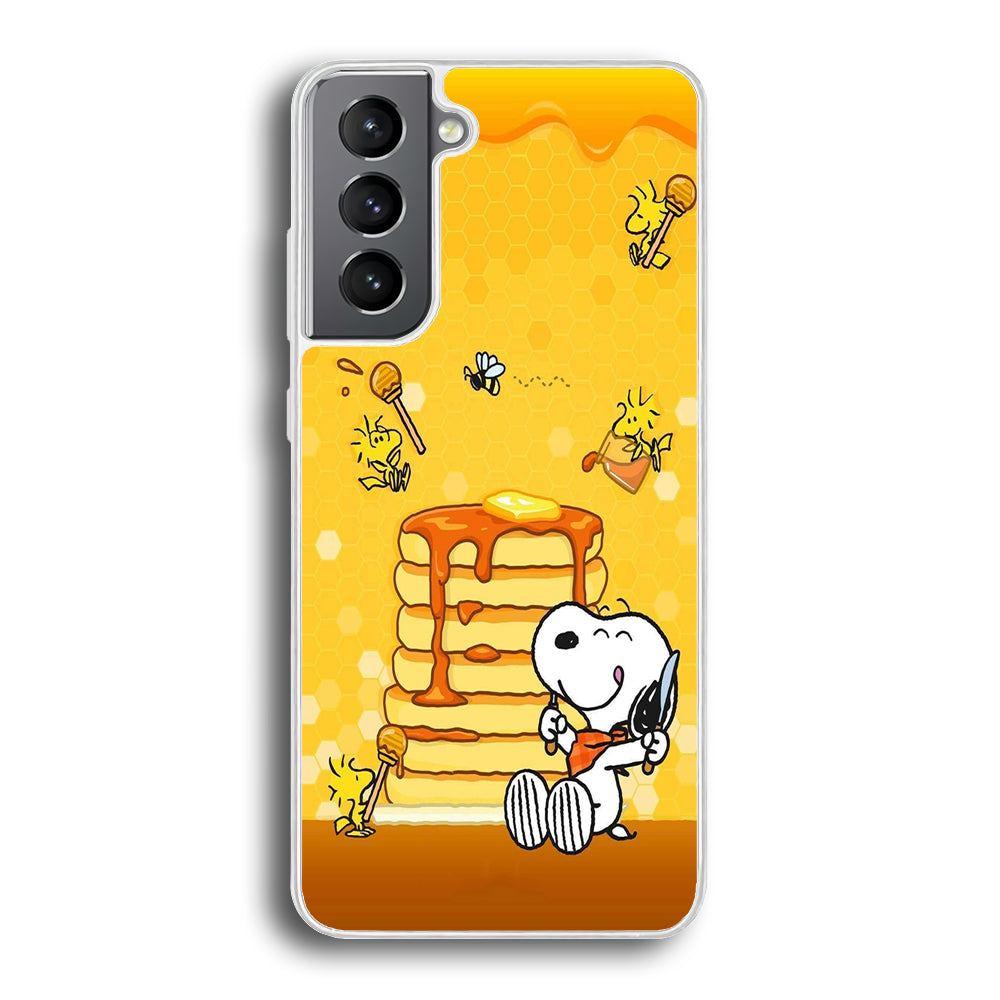 Snoopy Eats Honey Samsung Galaxy S23 Case-Phone Case-Rubber White (2D Case)-Altracase