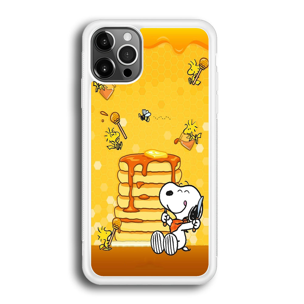 Snoopy Eats Honey iPhone 12 Pro Max Case-Phone Case-Rubber White (2D Case)-Altracase