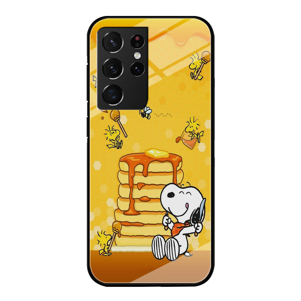 Snoopy Eats Honey Samsung Galaxy S21 Ultra Case-Phone Case-Tempered Glass Case-Altracase