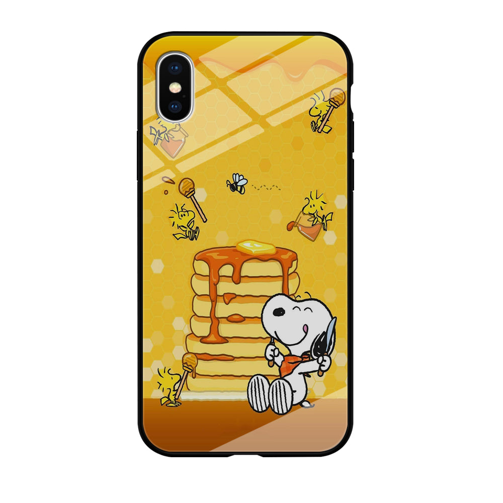 Snoopy Eats Honey iPhone Xs Case-Phone Case-Tempered Glass Case-Altracase