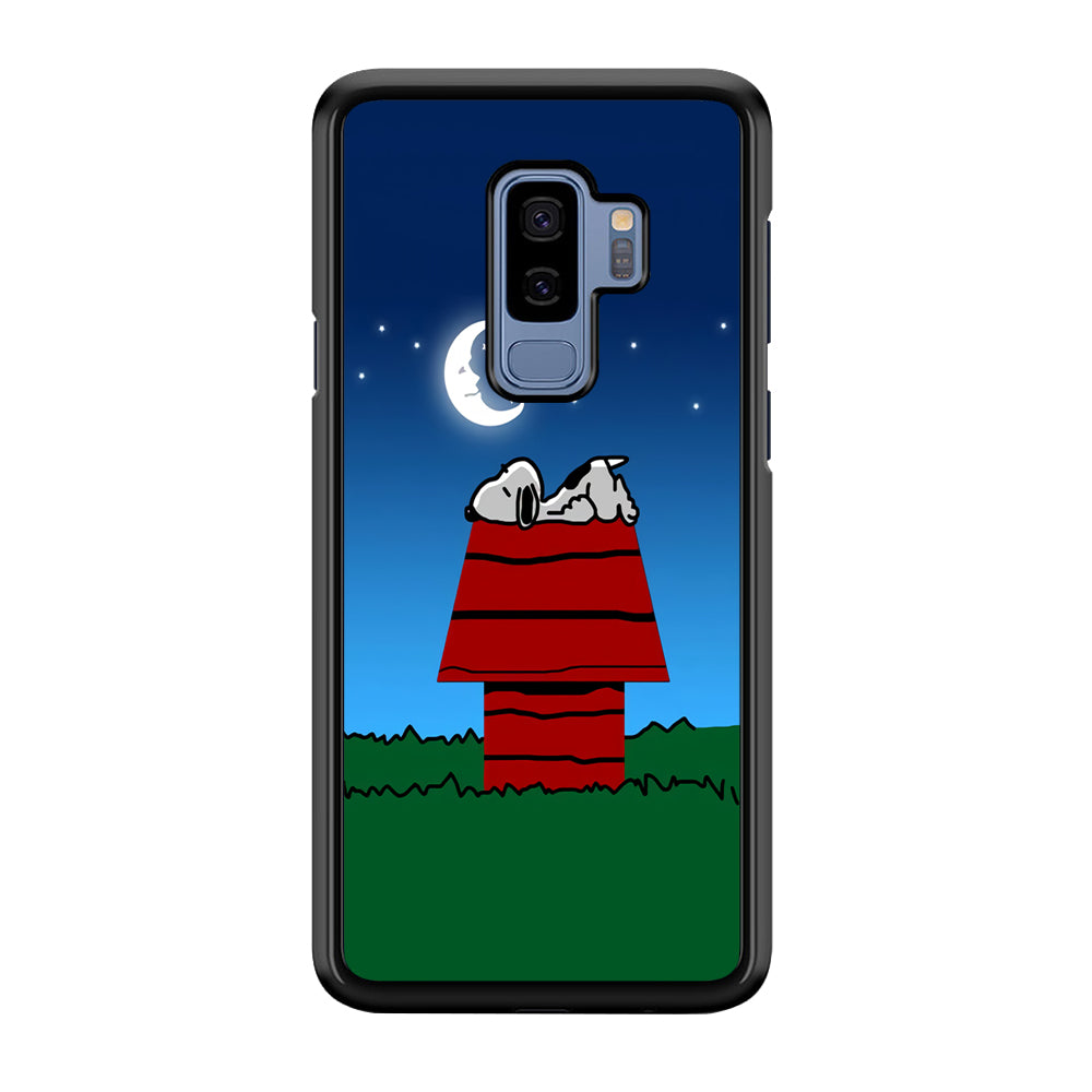 Snoopy Sleeps at Night Samsung Galaxy S9 Plus Case-Phone Case-Rubber Black (2D Case)-Altracase
