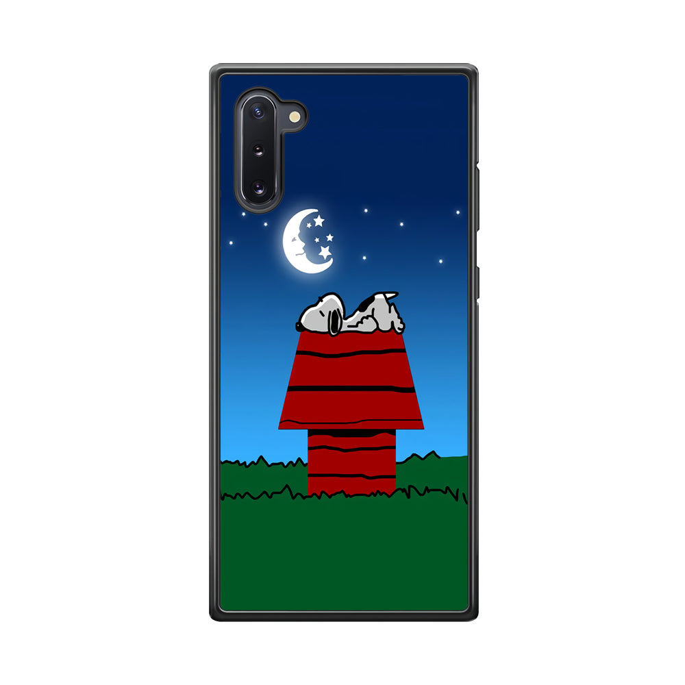 Snoopy Sleeps at Night Samsung Galaxy Note 10 Case-Phone Case-Rubber Black (2D Case)-Altracase