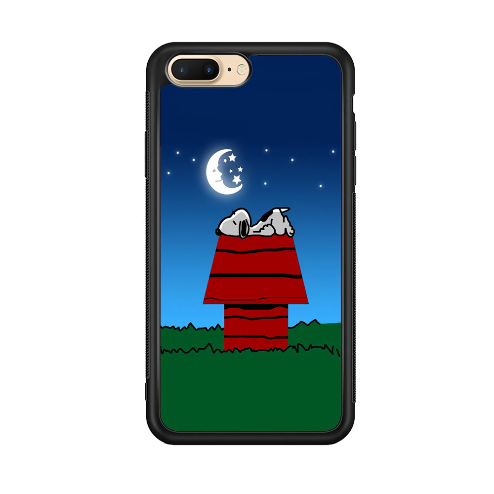 Snoopy Sleeps at Night iPhone 8 Plus Case-Phone Case-Rubber Black (2D Case)-Altracase