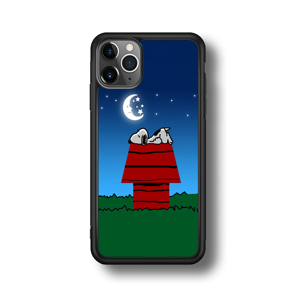 Snoopy Sleeps at Night iPhone 11 Pro Case-Phone Case-Rubber Black (2D Case)-Altracase