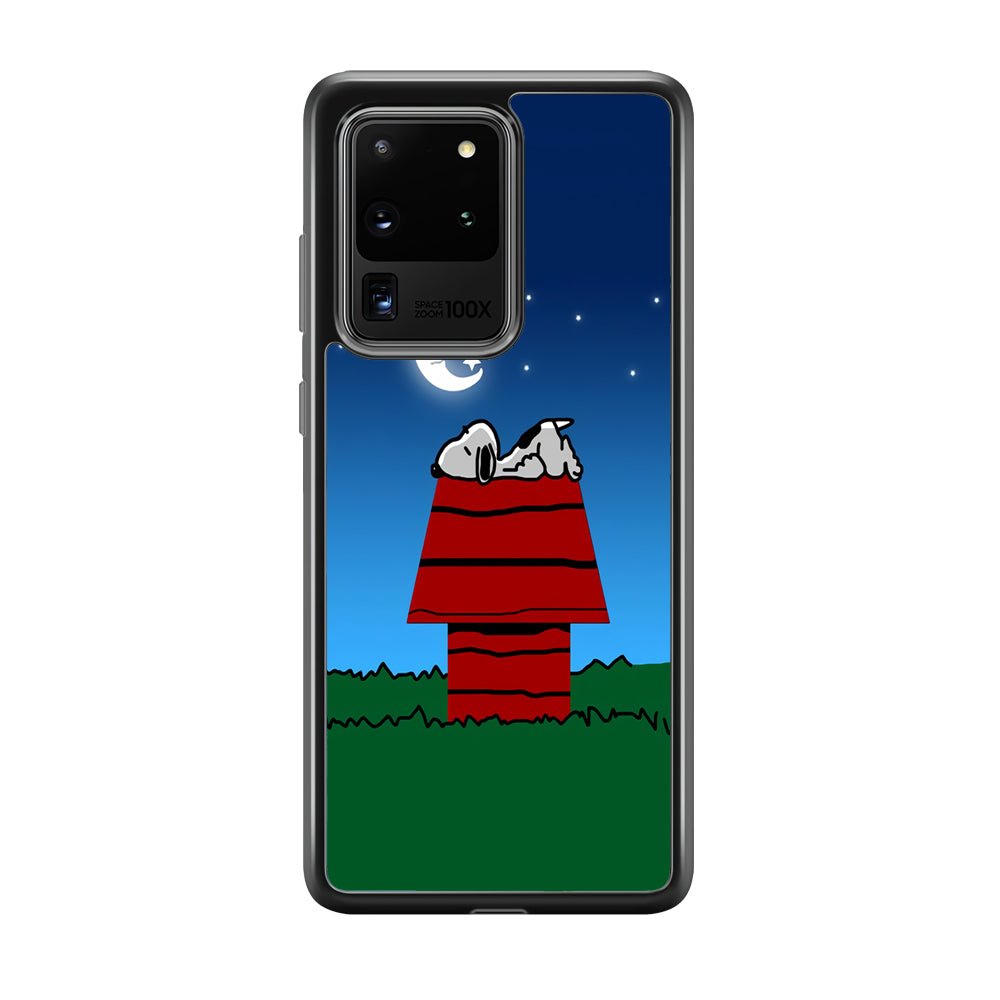 Snoopy Sleeps at Night Samsung Galaxy S20 Ultra Case-Phone Case-Tempered Glass Case-Altracase