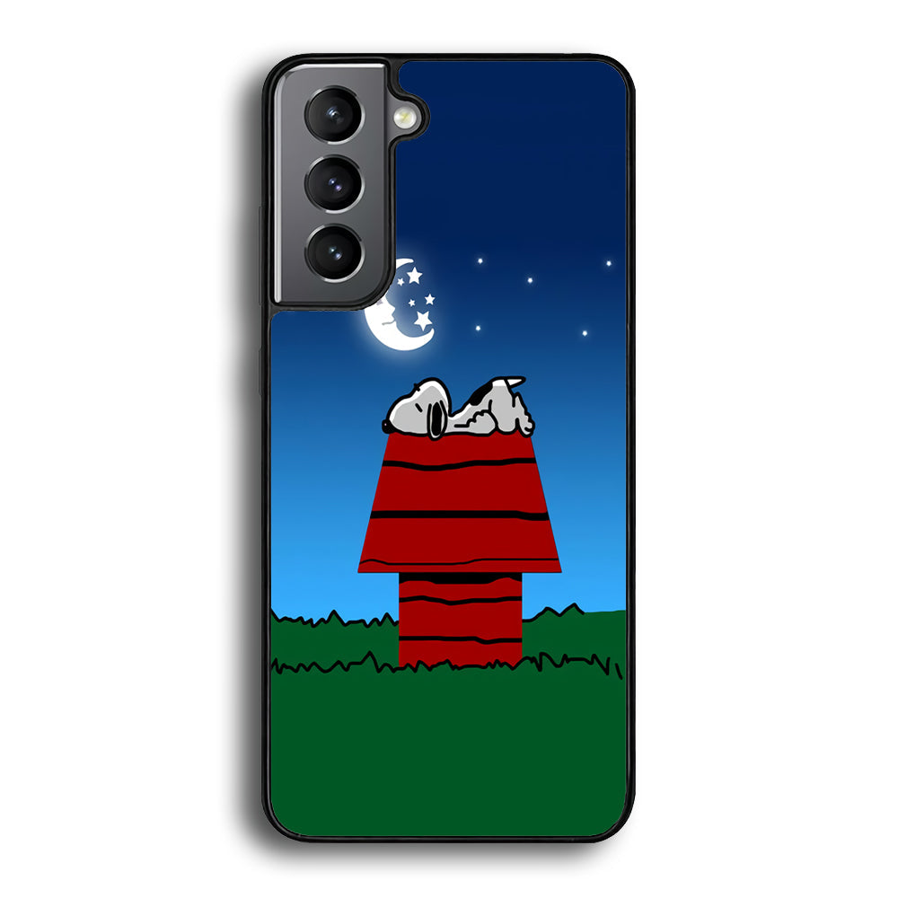 Snoopy Sleeps at Night Samsung Galaxy S22 Plus Case-Phone Case-Rubber Black (2D Case)-Altracase
