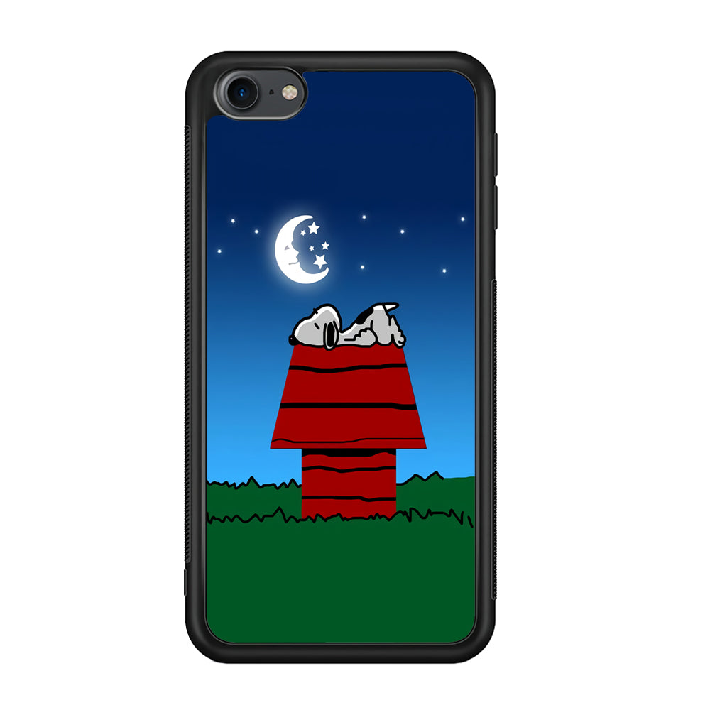 Snoopy Sleeps at Night iPod Touch 6 Case-Phone Case-Rubber White (2D Case)-Altracase