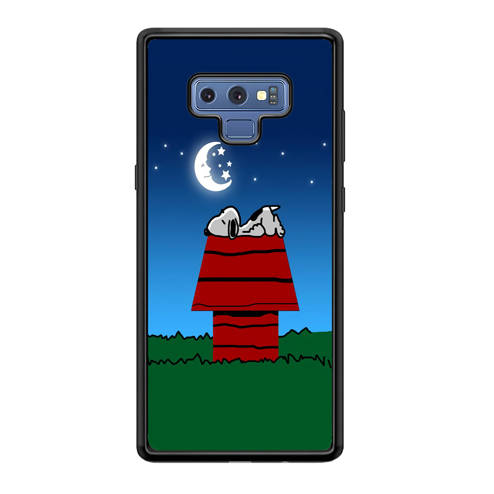 Snoopy Sleeps at Night Samsung Galaxy Note 9 Case-Phone Case-Rubber Black (2D Case)-Altracase