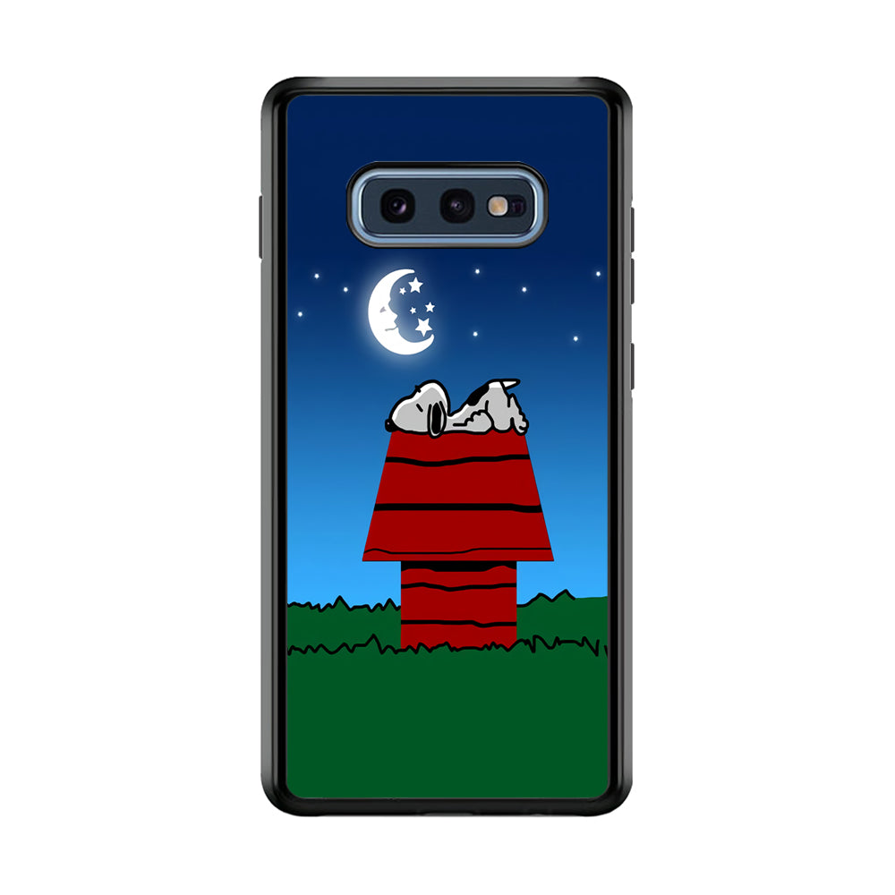Snoopy Sleeps at Night Samsung Galaxy S10E Case-Phone Case-Rubber Black (2D Case)-Altracase