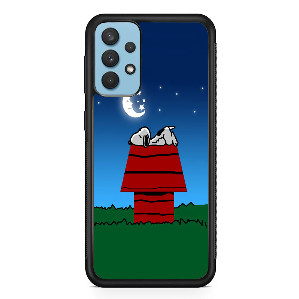 Snoopy Sleeps at Night Samsung Galaxy A32 Case-Phone Case-Rubber Black (2D Case)-Altracase
