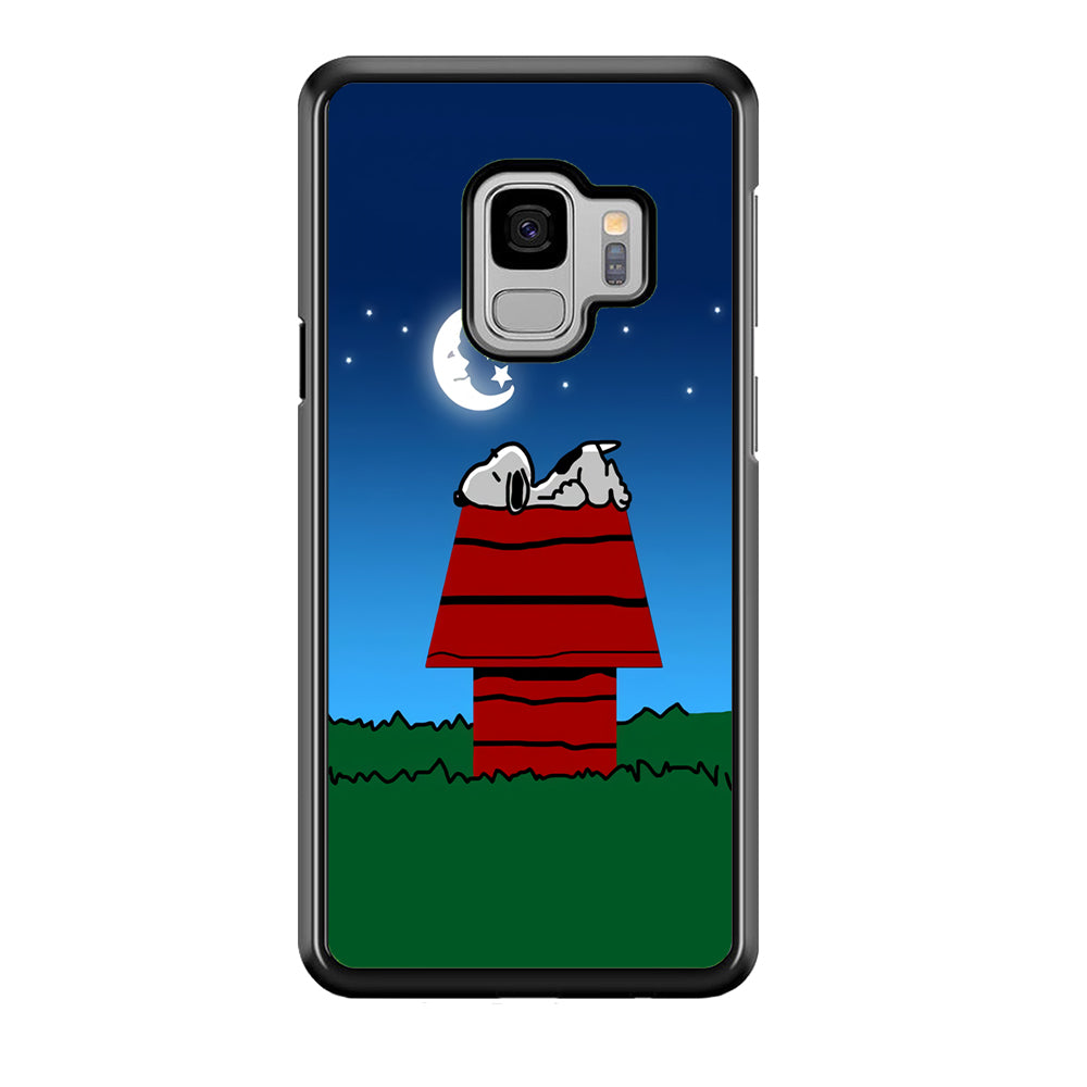 Snoopy Sleeps at Night Samsung Galaxy S9 Case-Phone Case-Rubber Black (2D Case)-Altracase