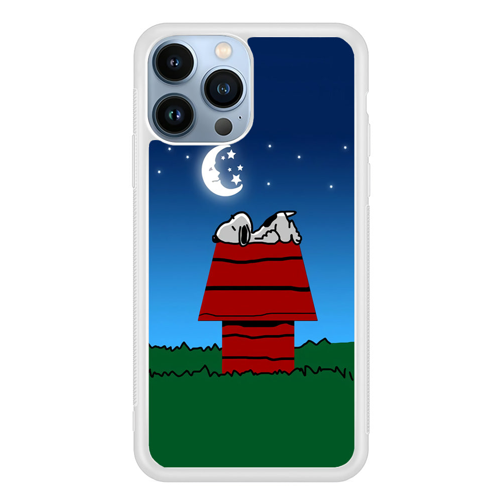 Snoopy Sleeps at Night iPhone 15 Pro Max Case-Phone Case-Rubber White (2D Case)-Altracase