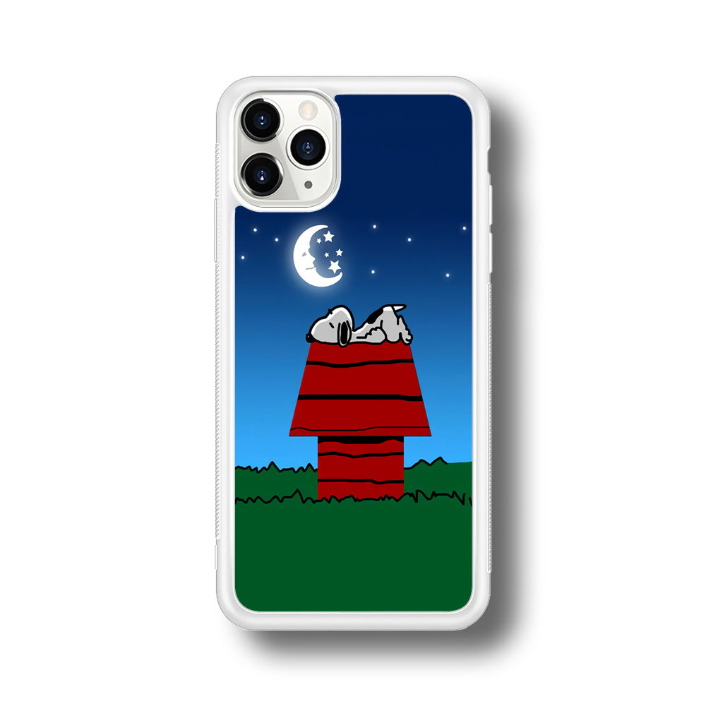 Snoopy Sleeps at Night iPhone 11 Pro Max Case-Phone Case-Rubber White (2D Case)-Altracase