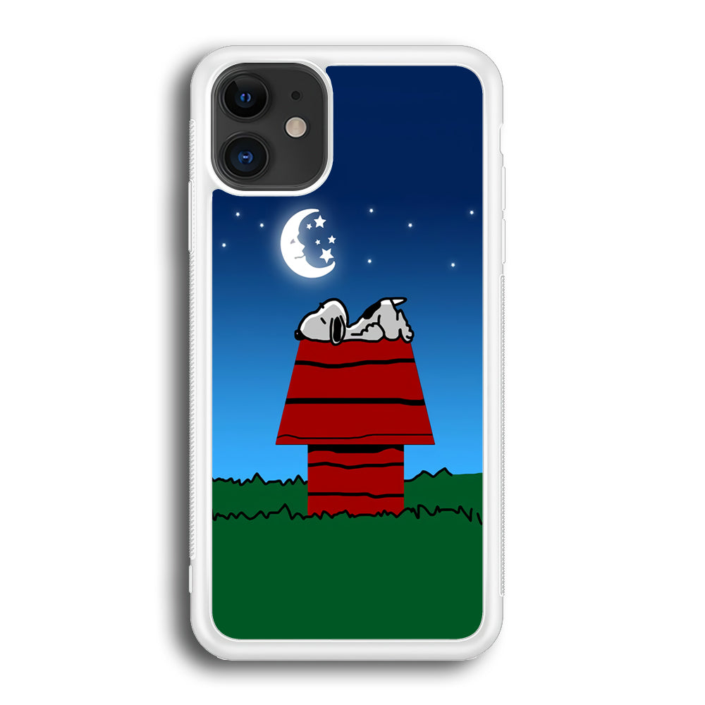 Snoopy Sleeps at Night iPhone 12 Mini Case-Phone Case-Rubber White (2D Case)-Altracase