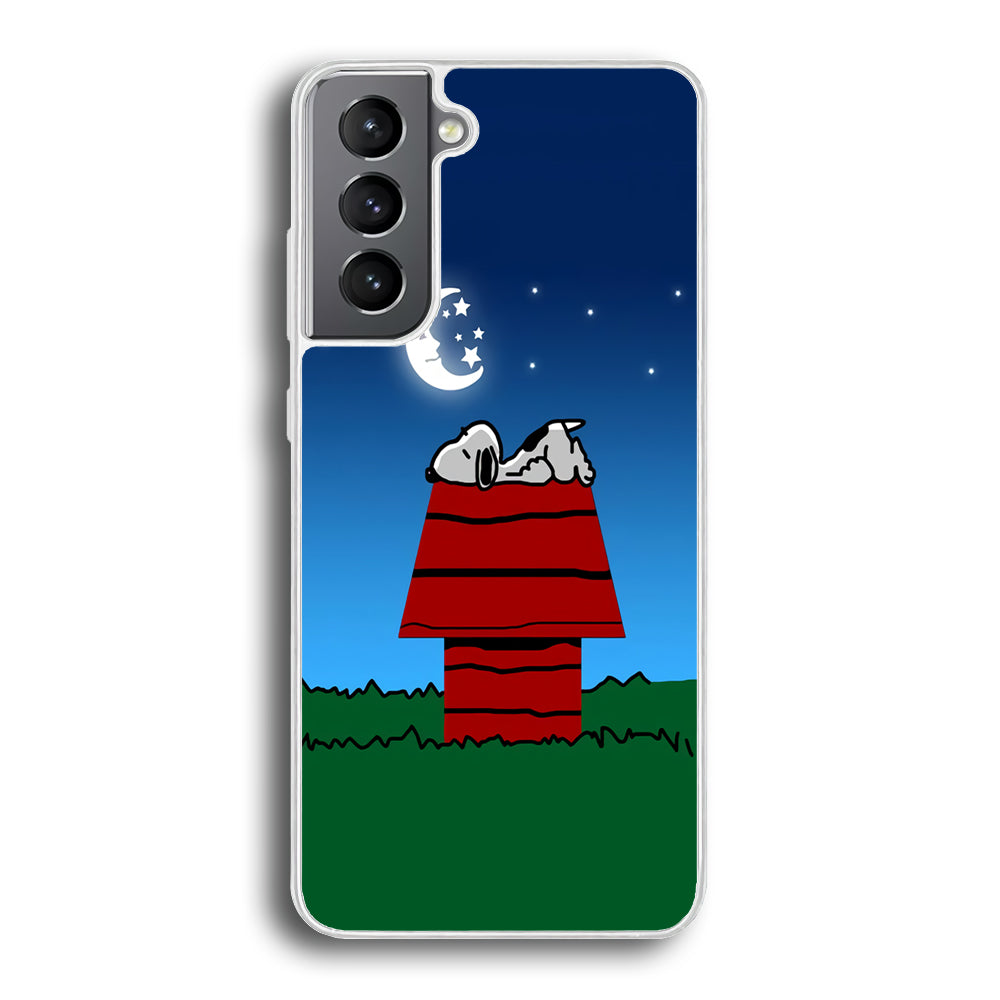 Snoopy Sleeps at Night Samsung Galaxy S23 Plus Case-Phone Case-Rubber White (2D Case)-Altracase