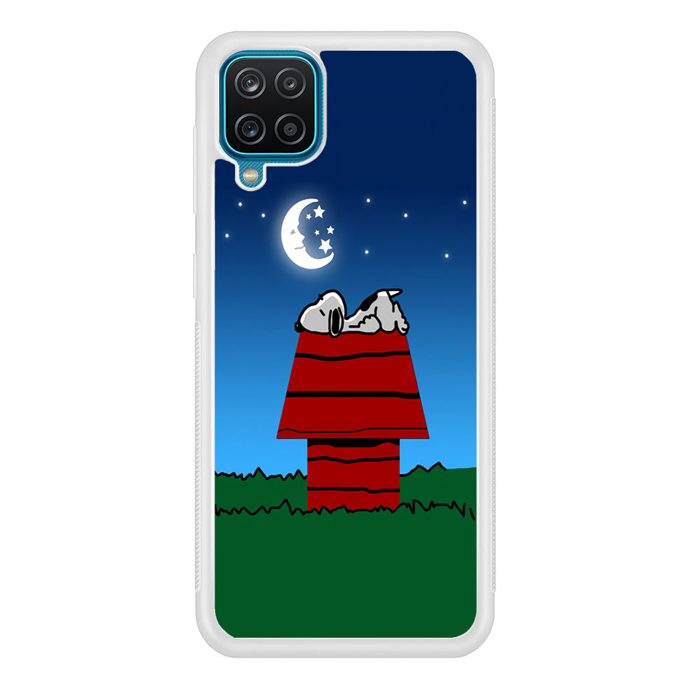 Snoopy Under Starry Night Samsung Galaxy A12 Case-Phone Case-Rubber White (2D Case)-Altracase