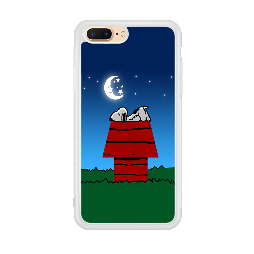 Snoopy Sleeps at Night iPhone 8 Plus Case-Phone Case-Rubber White (2D Case)-Altracase