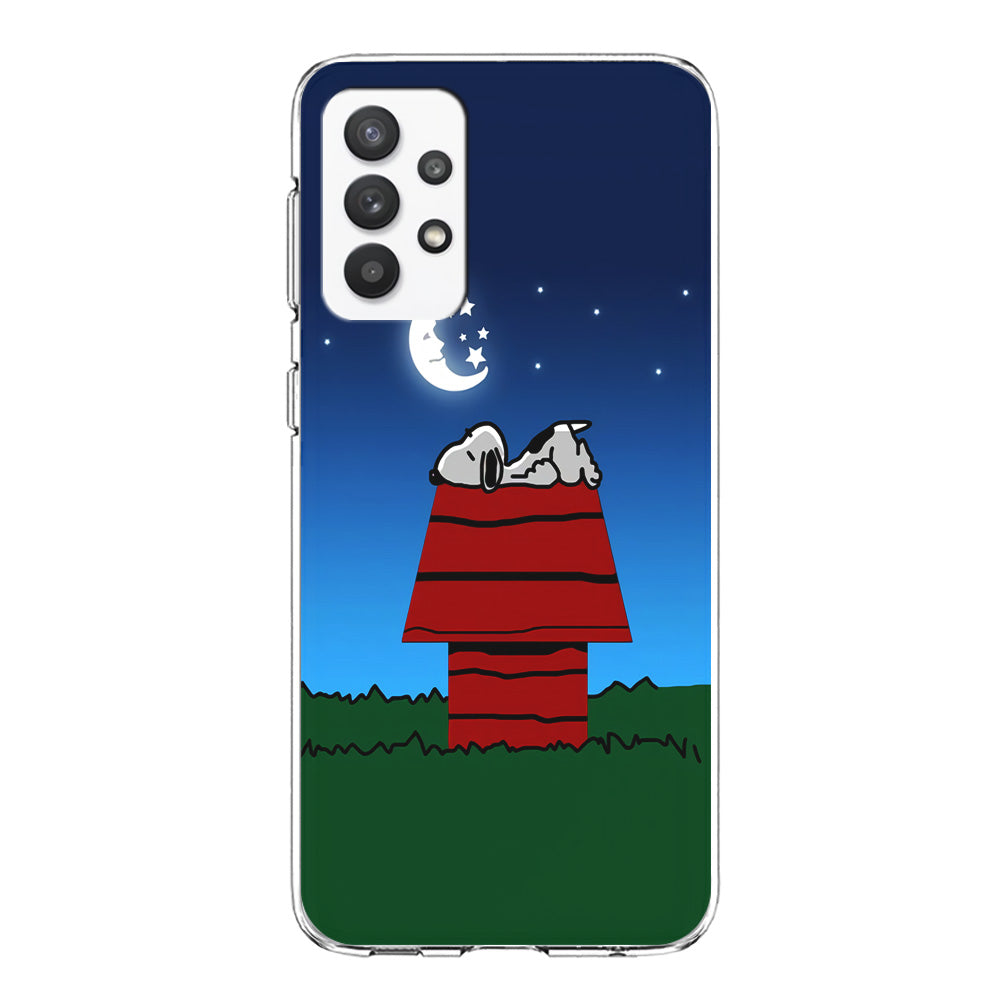 Snoopy Sleeps at Night Samsung Galaxy A32 Case-Phone Case-Clear Soft Case-Altracase