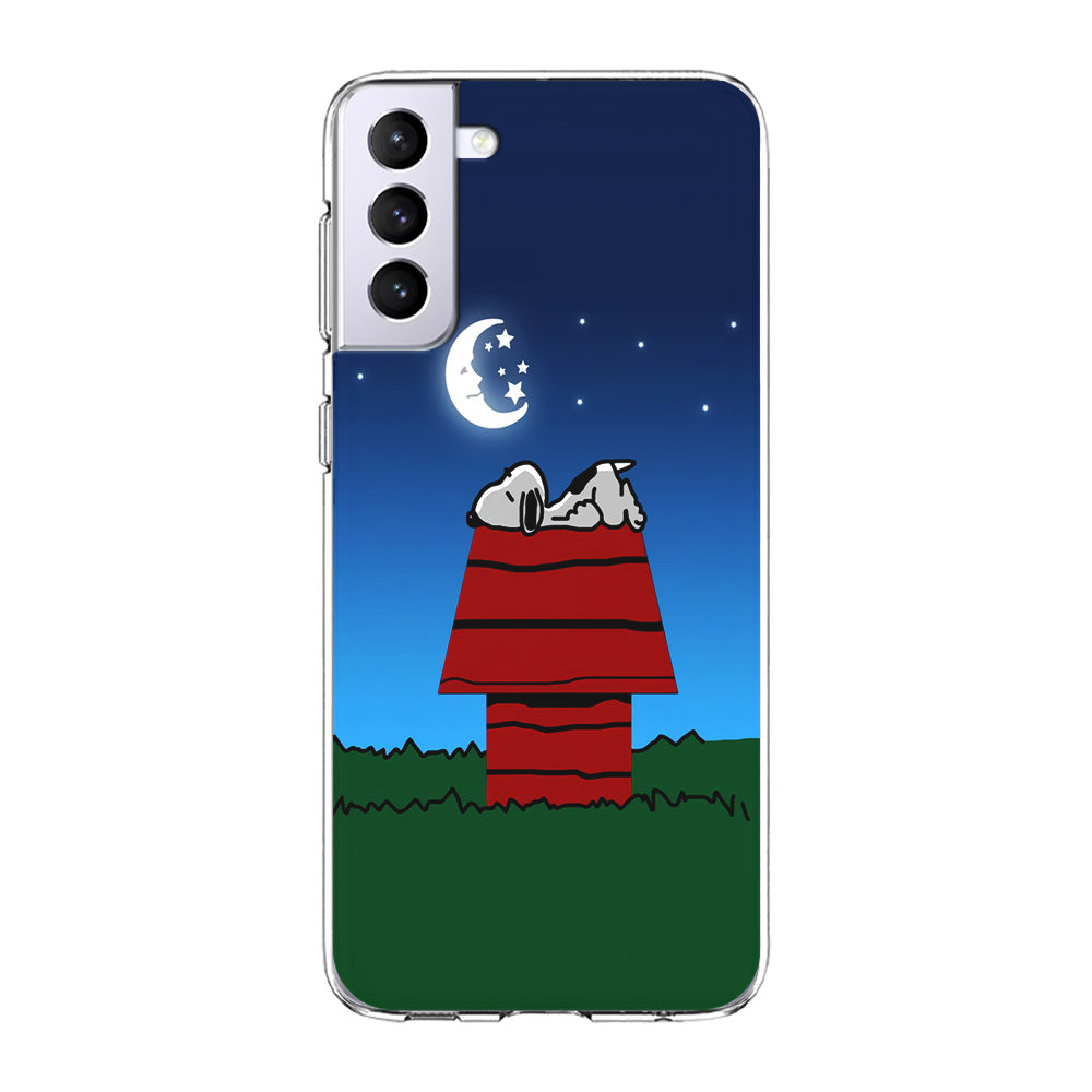 Snoopy Sleeps at Night Samsung Galaxy S22 Case-Phone Case-Clear Soft Case-Altracase