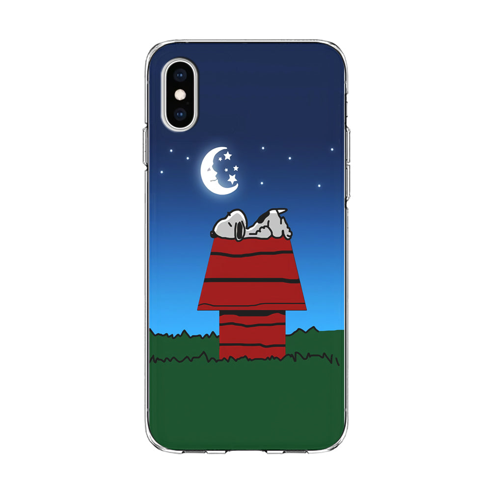 Snoopy Sleeps at Night iPhone Xs Case-Phone Case-Clear Soft Case-Altracase