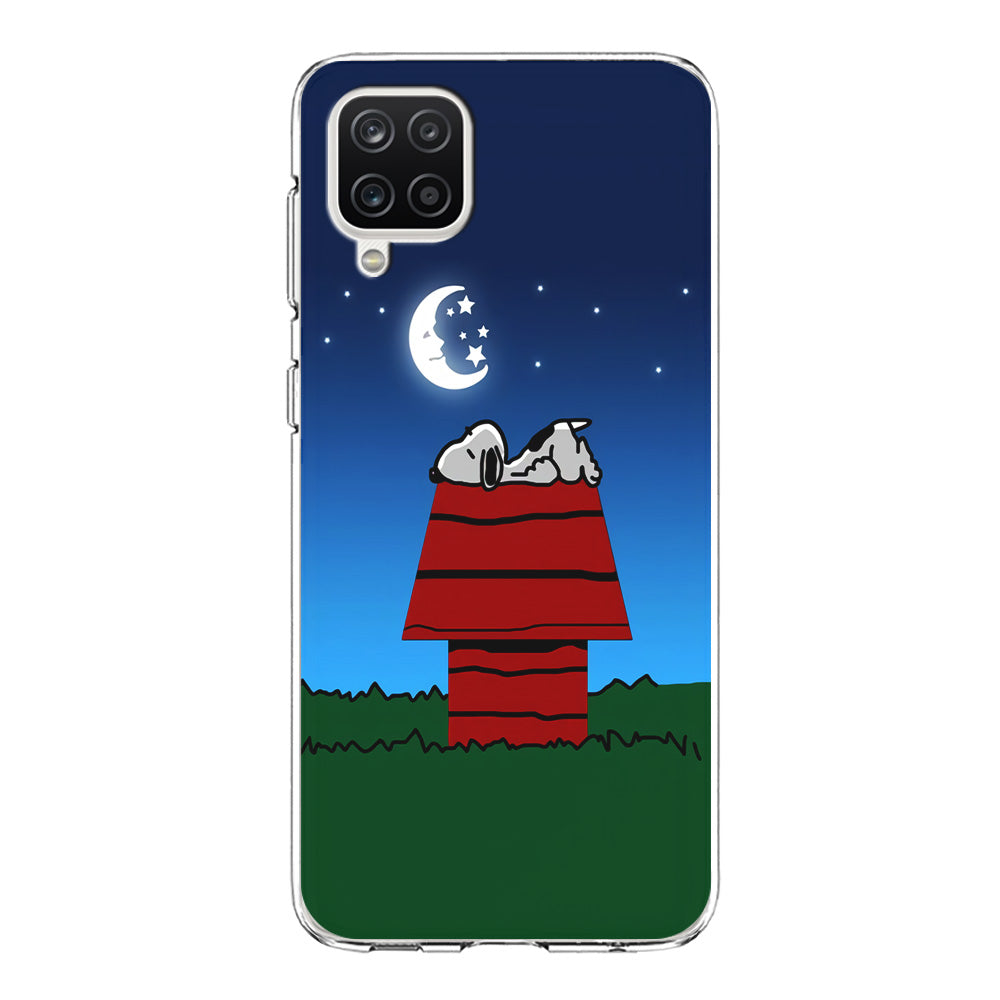 Snoopy Under Starry Night Samsung Galaxy A12 Case-Phone Case-Clear Soft Case-Altracase