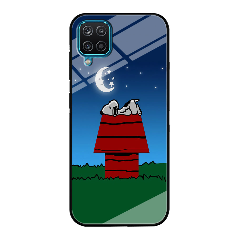 Snoopy Under Starry Night Samsung Galaxy A12 Case-Phone Case-Tempered Glass Case-Altracase