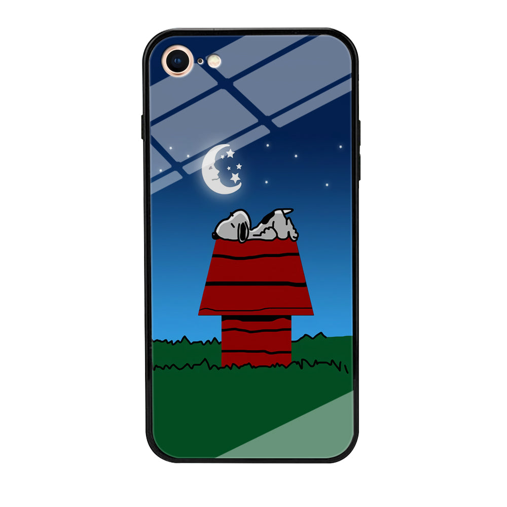 Snoopy Sleeps at Night iPhone 8 Case-Phone Case-Tempered Glass Case-Altracase