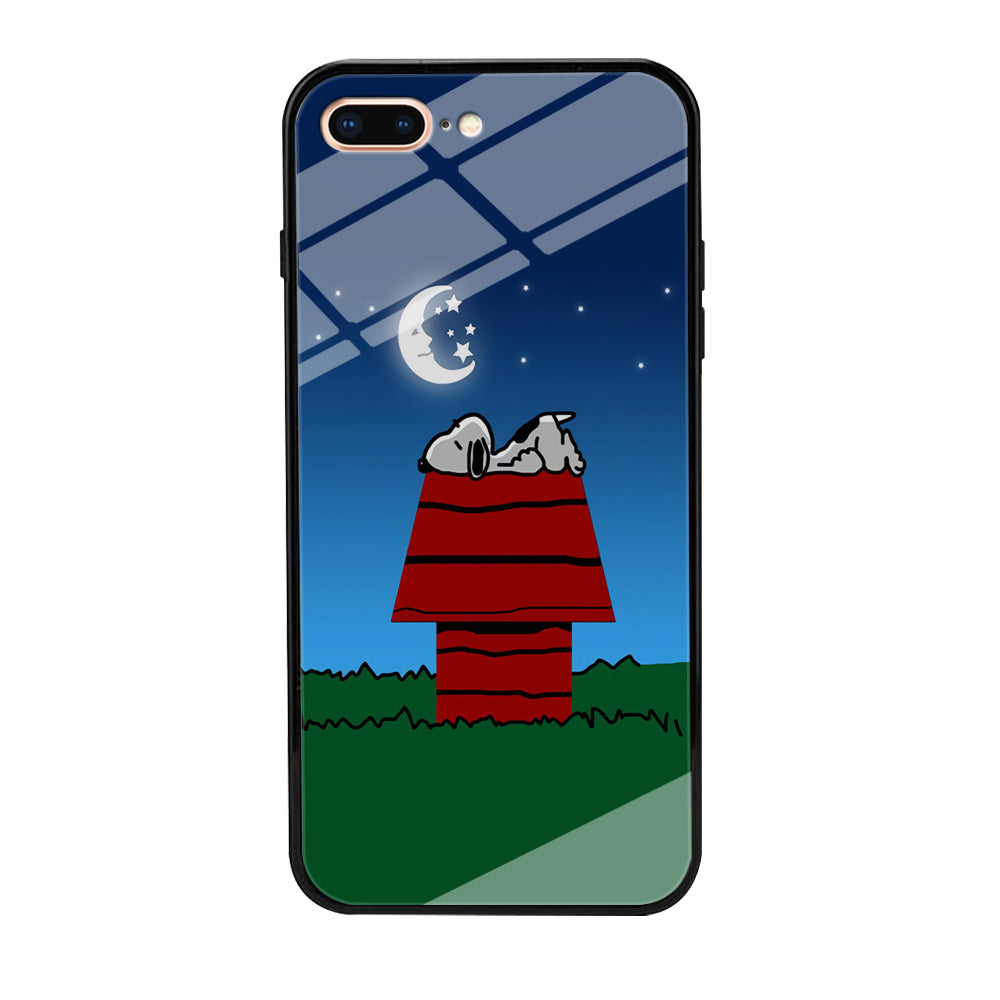 Snoopy Sleeps at Night iPhone 8 Plus Case-Phone Case-Tempered Glass Case-Altracase