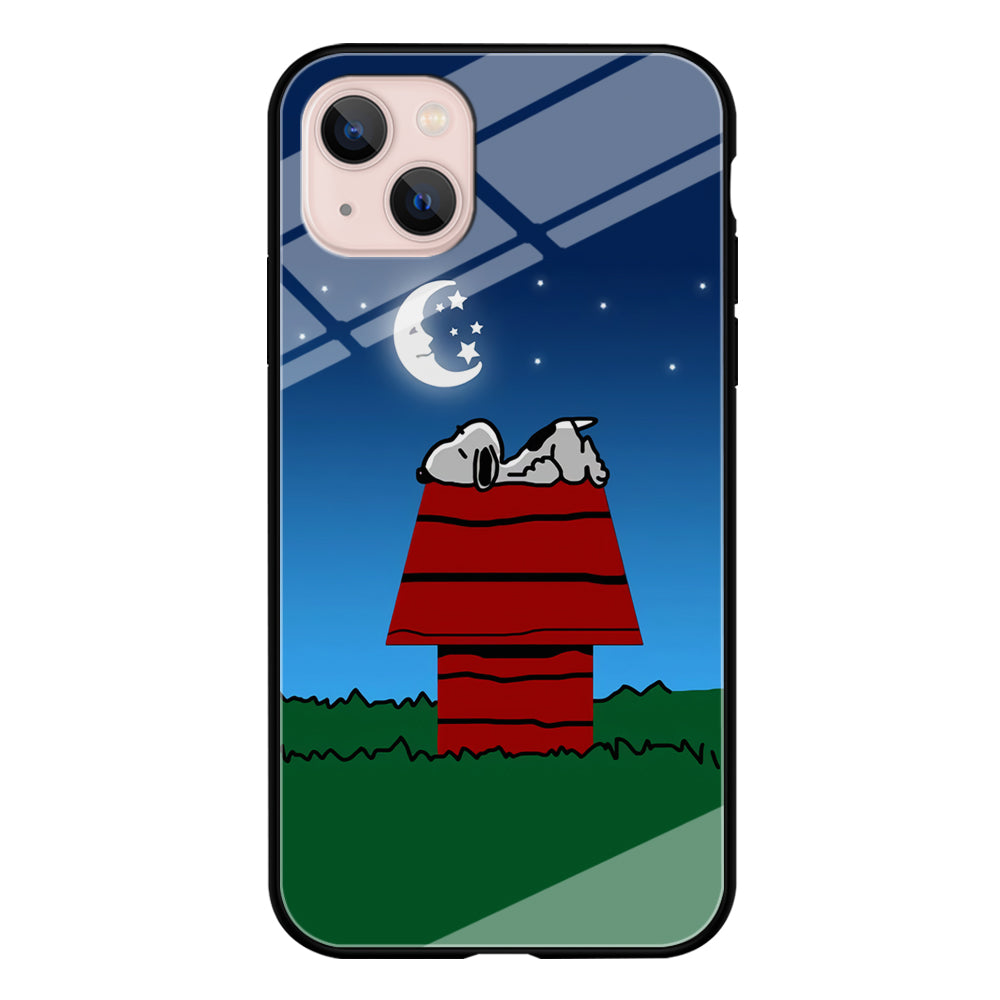 Snoopy Sleeps at Night iPhone 13 Mini Case-Phone Case-Tempered Glass Case-Altracase