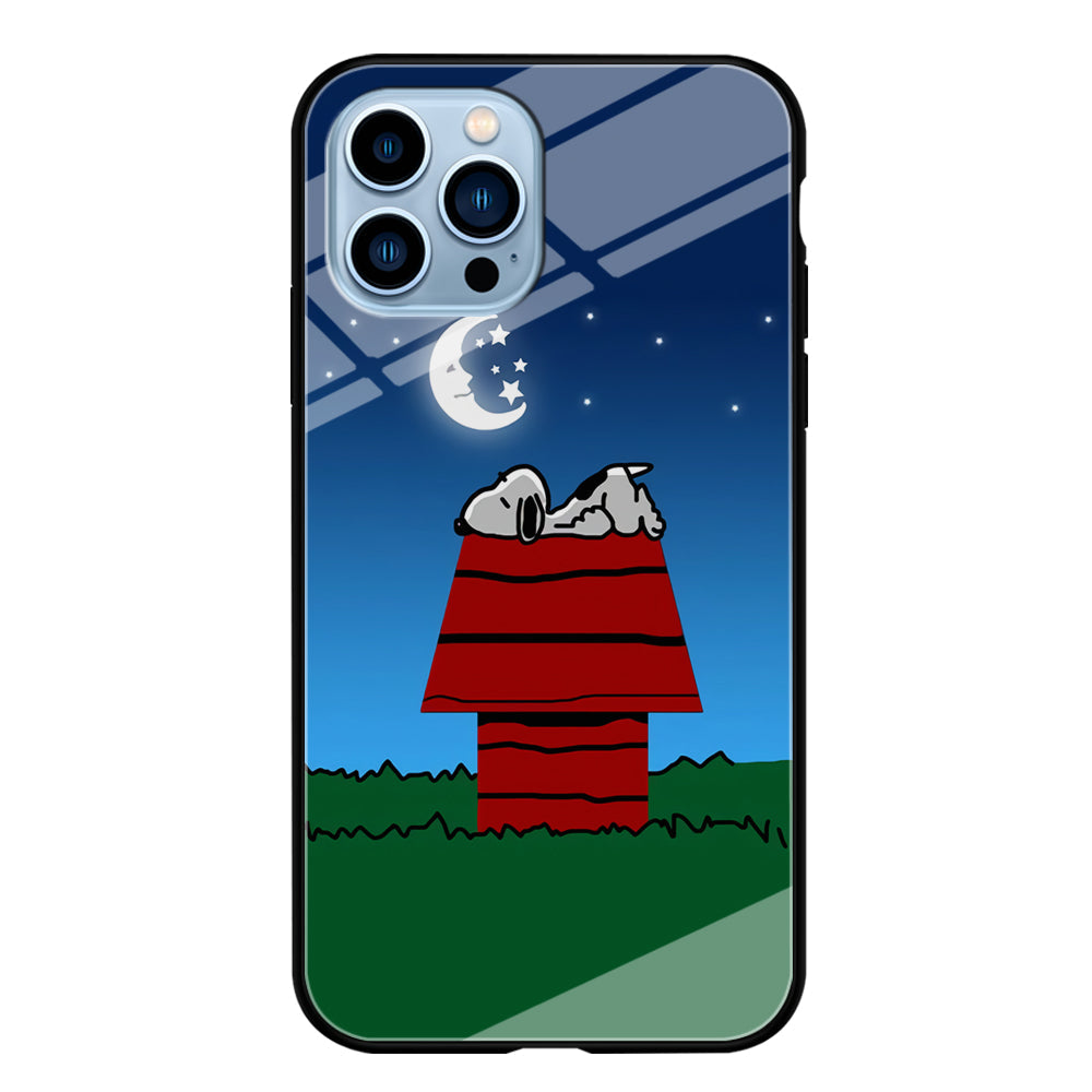 Snoopy Sleeps at Night iPhone 14 Pro Case-Phone Case-Tempered Glass Case-Altracase