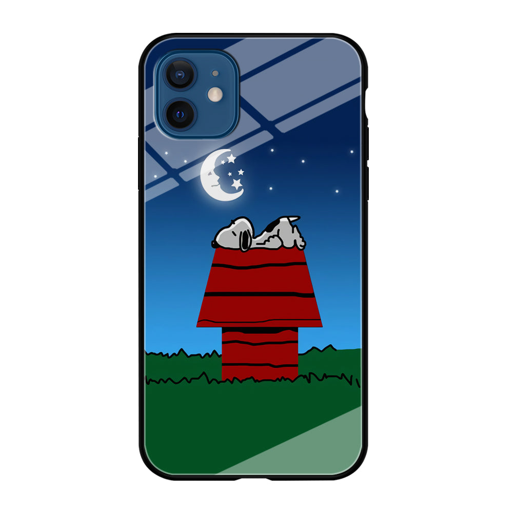 Snoopy Sleeps at Night iPhone 12 Mini Case-Phone Case-Tempered Glass Case-Altracase