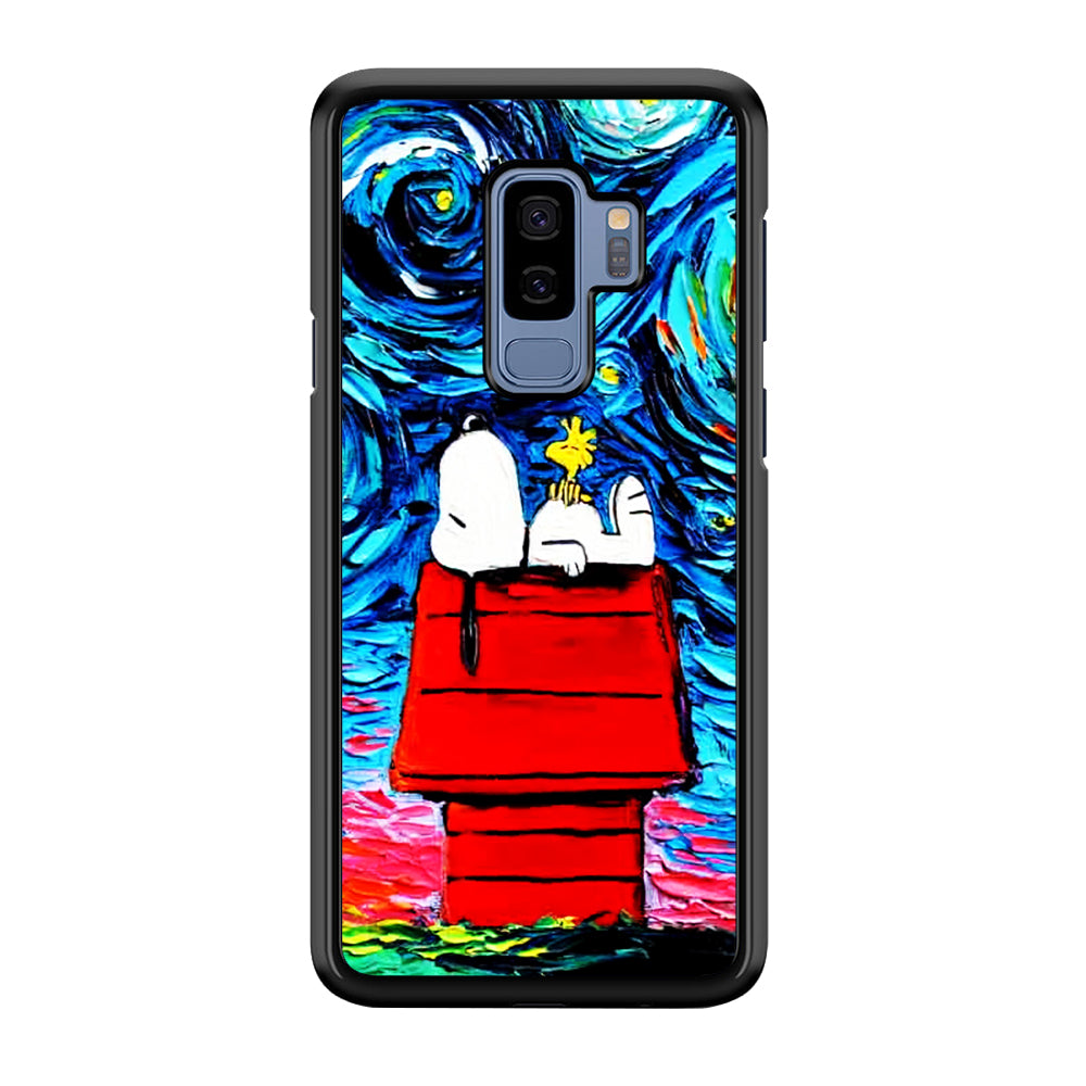 Snoopy Under Starry Night Samsung Galaxy S9 Plus Case-Phone Case-Rubber Black (2D Case)-Altracase
