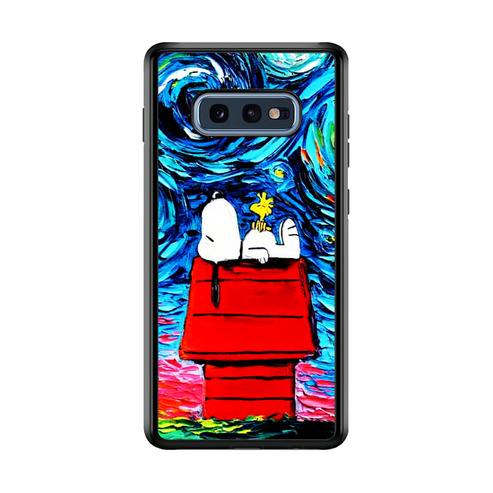 Snoopy Under Starry Night Samsung Galaxy S10E Case-Phone Case-Rubber Black (2D Case)-Altracase