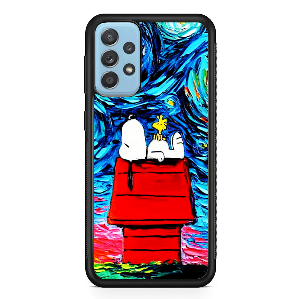 Snoopy Under Starry Night Samsung Galaxy A72 Case-Phone Case-Rubber Black (2D Case)-Altracase