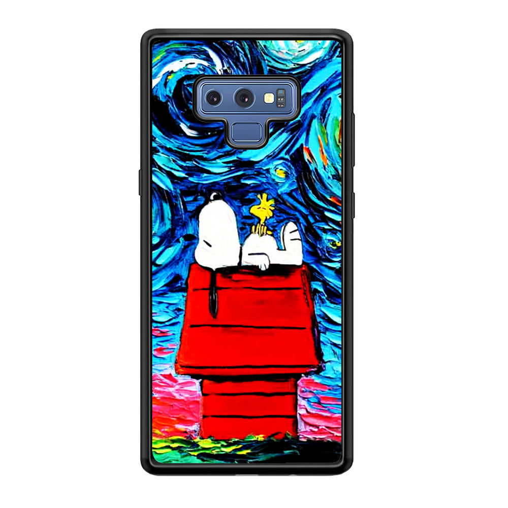 Snoopy Under Starry Night Samsung Galaxy Note 9 Case-Phone Case-Tempered Glass Case-Altracase