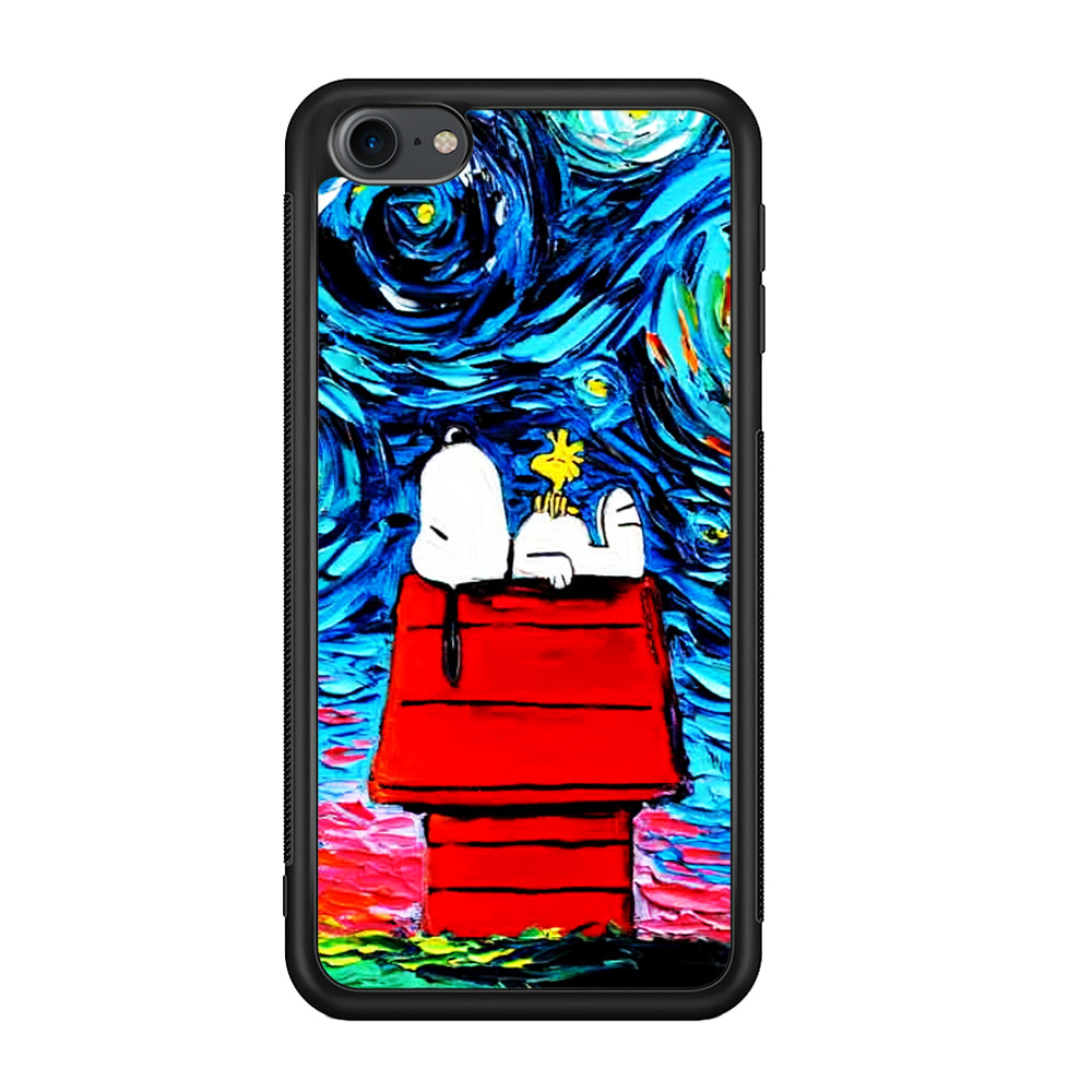 Snoopy Under Starry Night iPod Touch 6 Case-Phone Case-Rubber White (2D Case)-Altracase