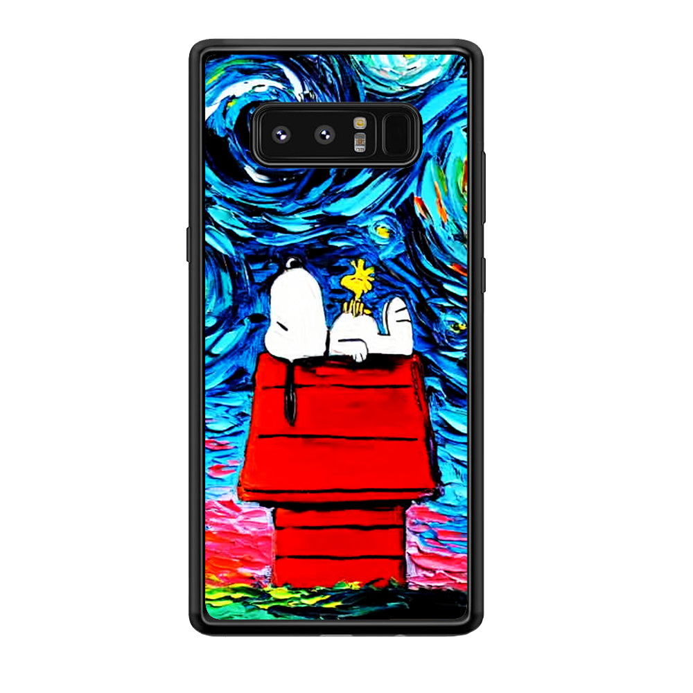 Snoopy Under Starry Night Samsung Galaxy Note 8 Case-Phone Case-Rubber Black (2D Case)-Altracase
