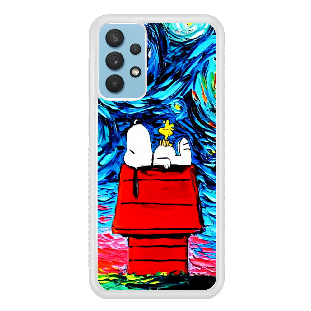 Snoopy Under Starry Night Samsung Galaxy A32 Case-Phone Case-Rubber White (2D Case)-Altracase